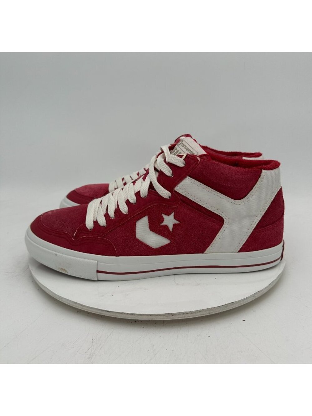 Converse Weapon CX Men Size 10 White Red Suede Mid Top Casual Shoes